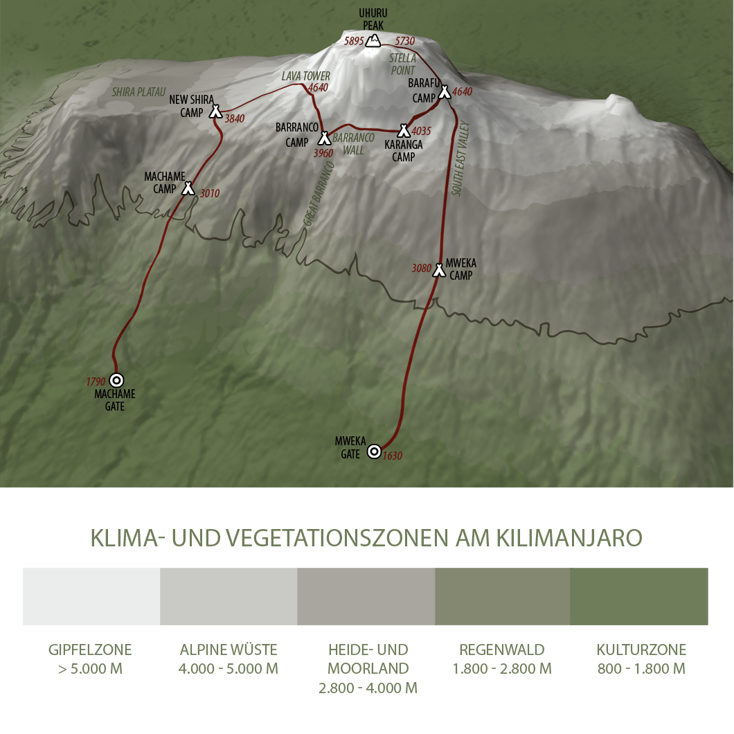 Kilimanjaro Machame Route Karte