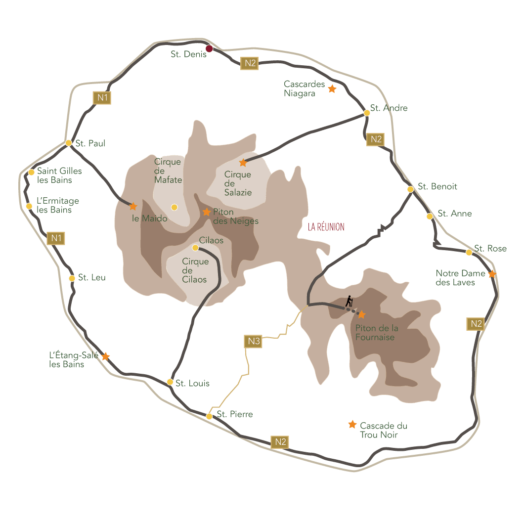La Réunion – Die grüne Oase im Indischen Ozean Karte