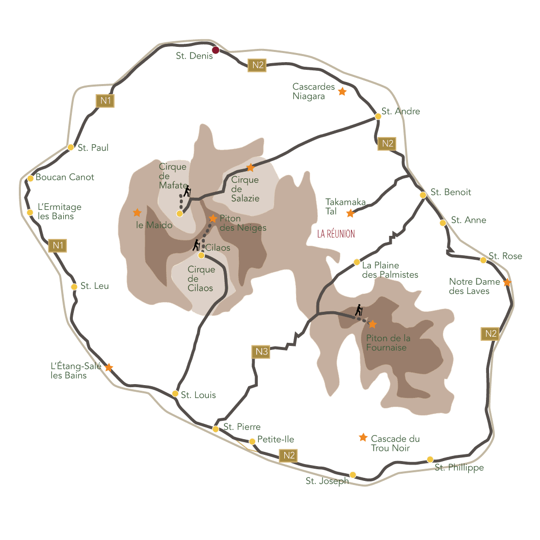 La Reunion Einzigartige Naturerlebnisse Karte