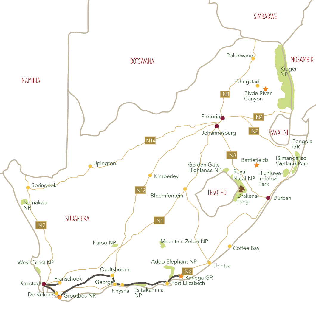 Suedafrikas Sueden und Gardenroute Komfort