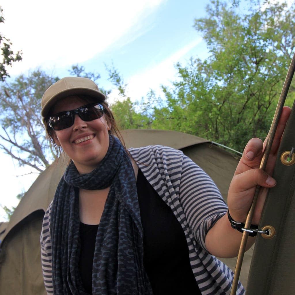 Teilnehmerin auf Camping Safari in Namibia