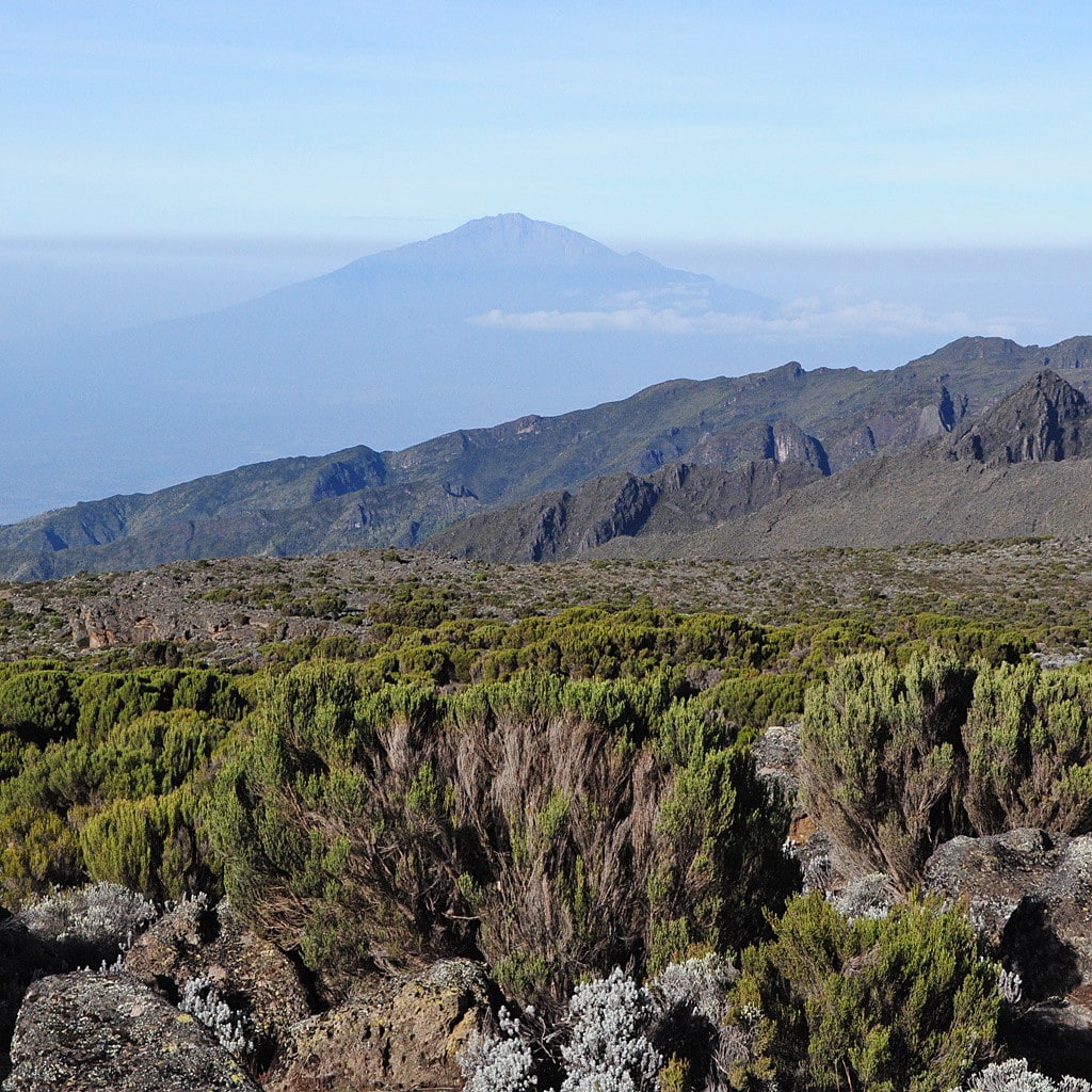 Blick auf den Mt Meru auf der Lemosho Route Kilimanjaro