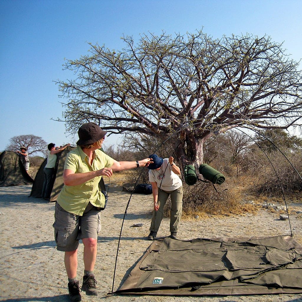 Gemeinsamer Campaufbau für Namibia und Viktoriafälle Rundreise