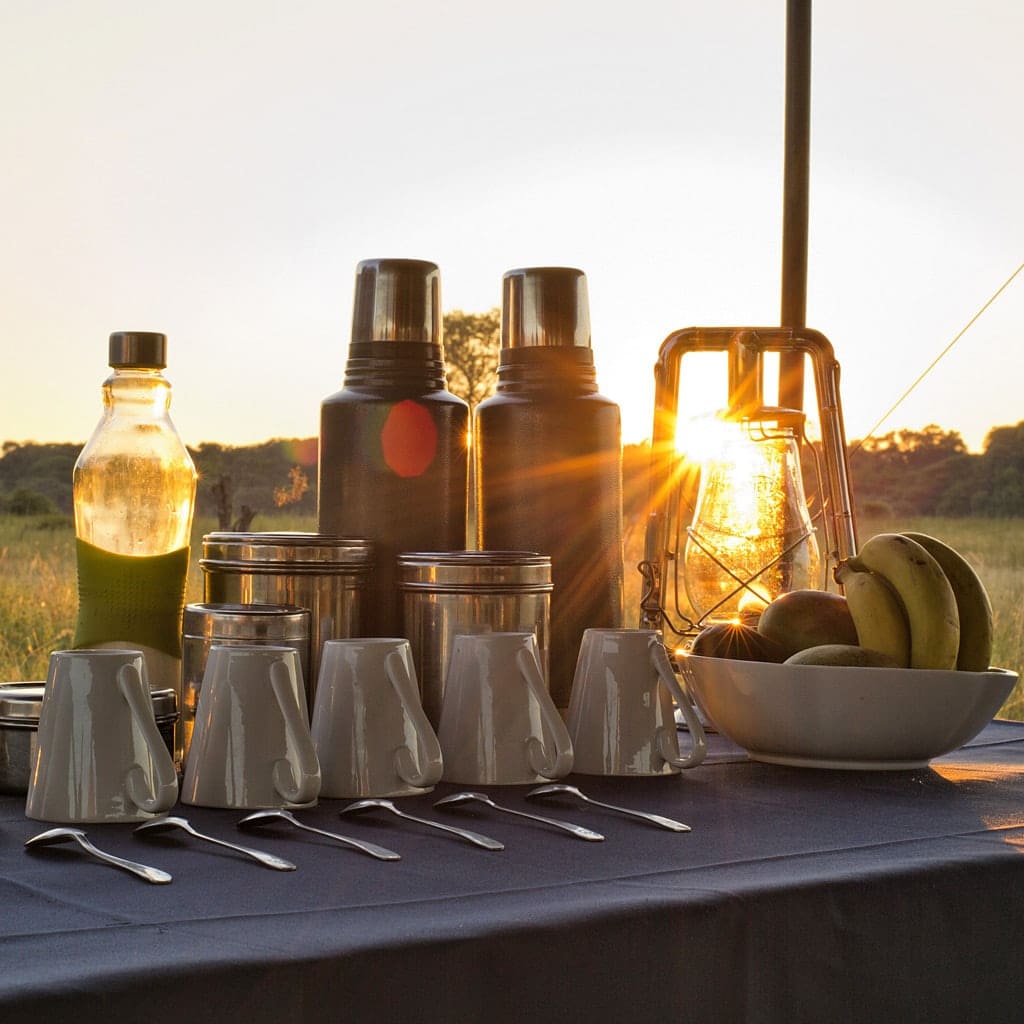 Frühstück auf Campingreise in Botswana