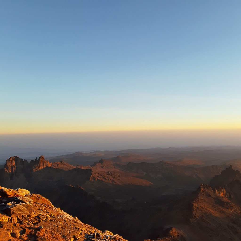 Ausblick vom Gipfel Point Lenana Mt Kenia