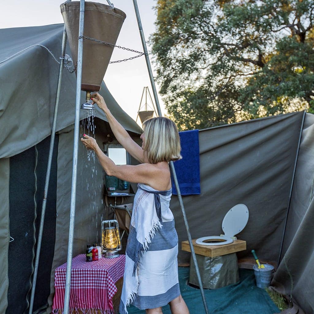 Mobiles Badezimmer auf Campingreise in Botswana