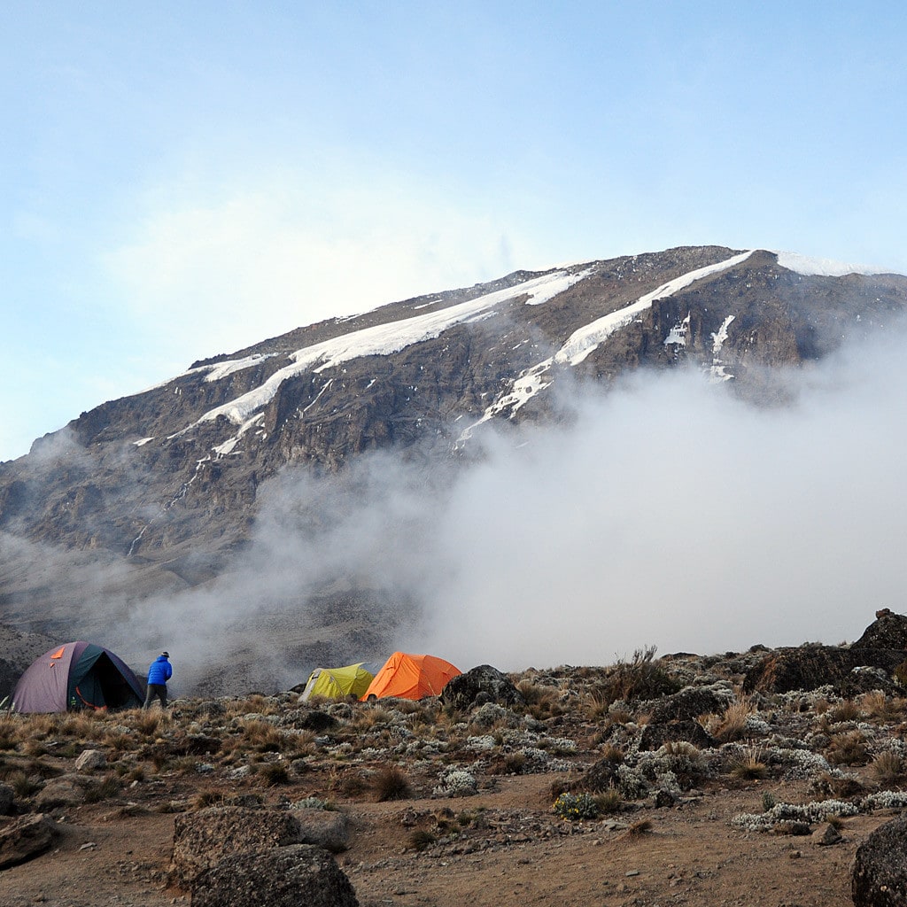 Blick auf den Kibo Gipfel von der Lemosho Route auf dem Kilimanjaro