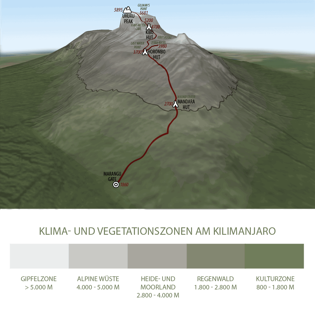 Kilimanjaro Marangu Route Tourkarte