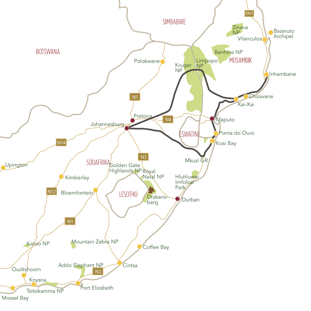 Zululand und Mosambik