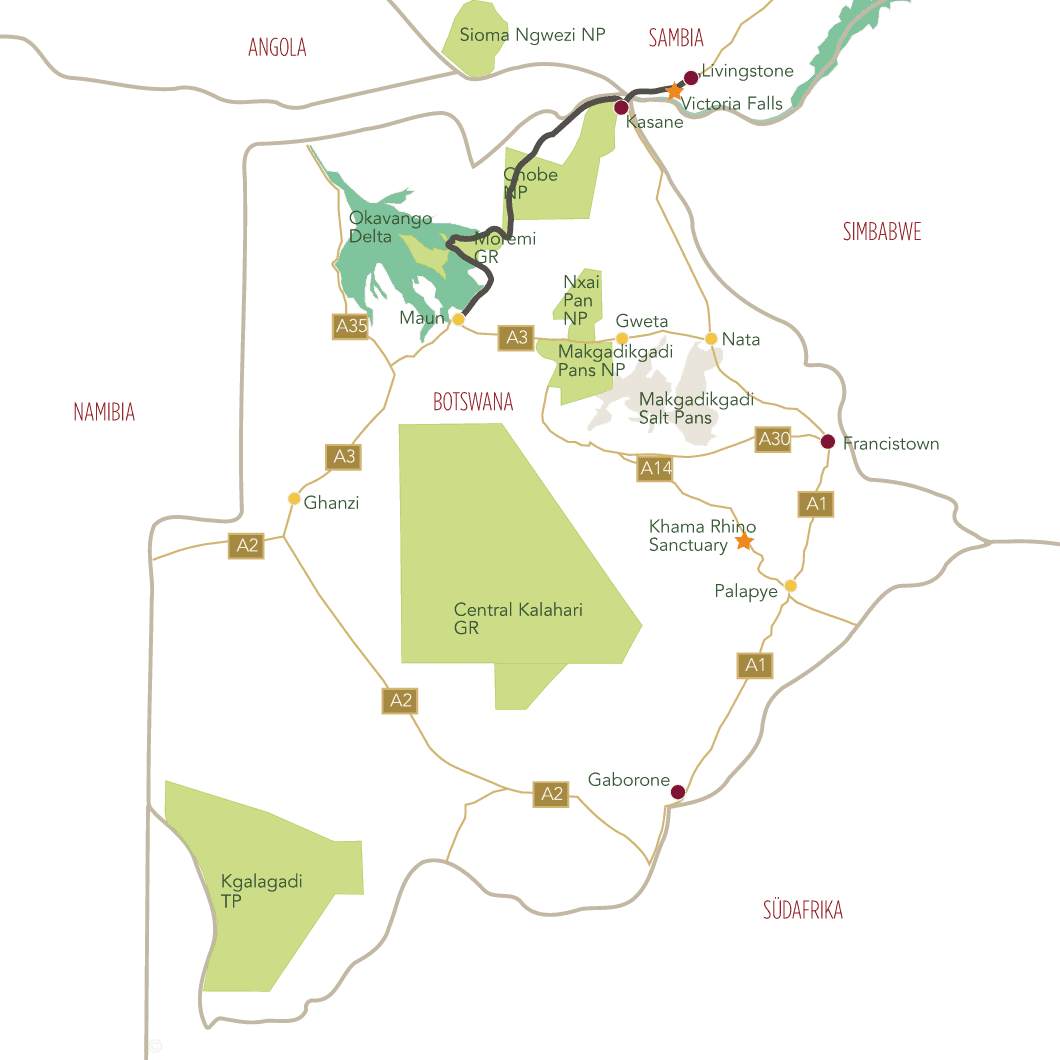Botswana - The Bush Experience Karte