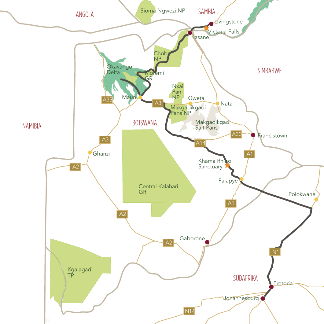 Botswana Camping Safari Karte