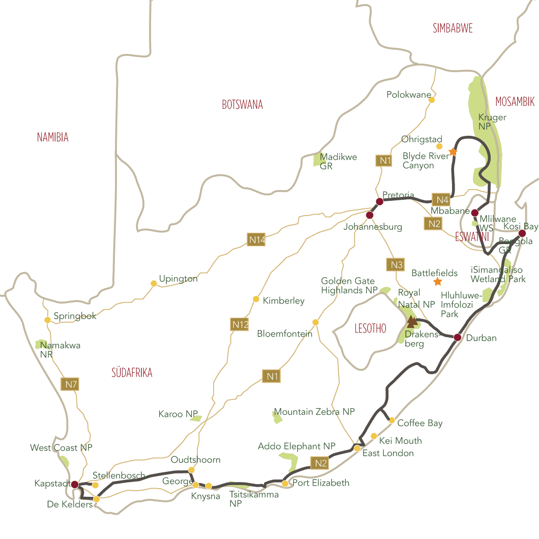 Südafrika Intensiv Karte