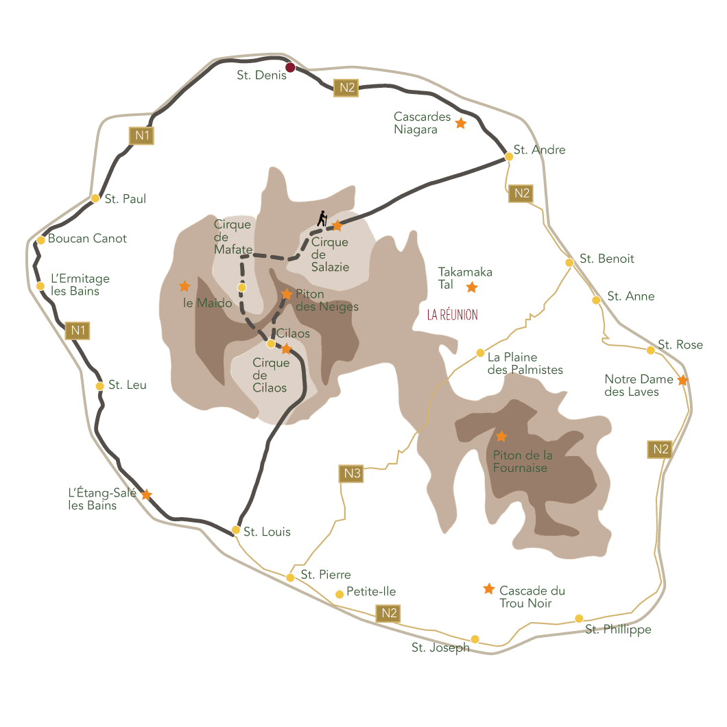 Trekkingtour durch die gruene Bergwelt Reunions