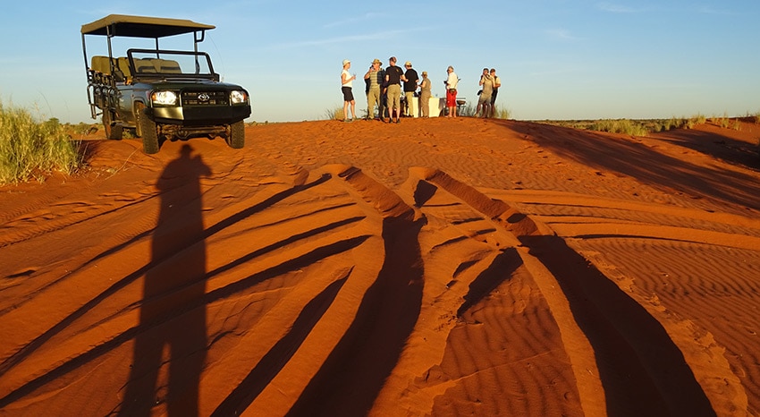 Sundowner in der Kalahari
