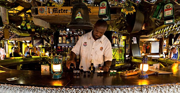 Joe’s Beerhouse Barkeeper mixing jaegermeister