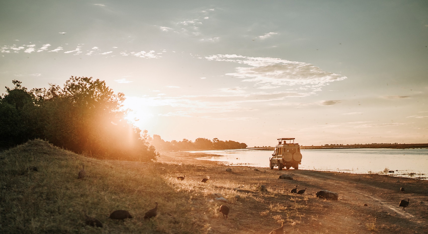 Sonnenuntergang Malaria-Schutz Safari