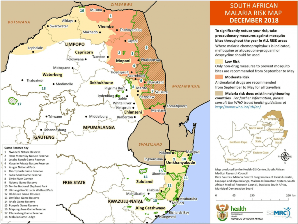 Malaria Gebiete Südafrika Karte 