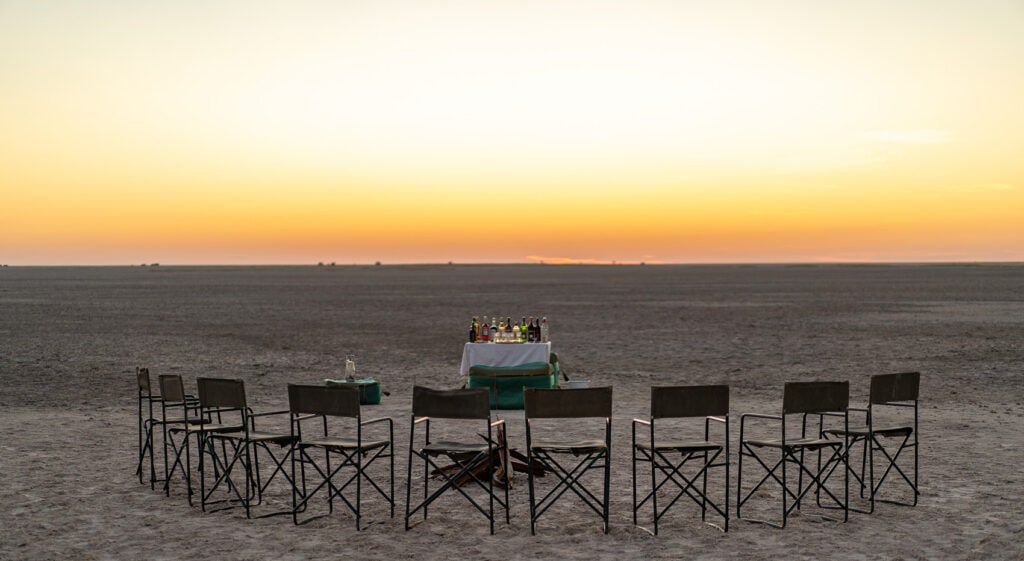 Botswana Salzpfannen Sonnenuntergang Horizont